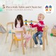 5-piece kids table and chairs set in multi-color, made of poplar and birch wood, perfect for playtime activities.