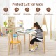 Kids wooden activity table set with curved back chairs, multi-color poplar and birch wood, perfect for playtime.