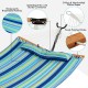 Foldable portable patio hammock swing chair bed with a thickened breathable mattress and detachable pillow for comfort.