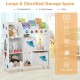Kids toy and book organizer with 5 compartments, 2 cloth drawers, and 3 slots for versatile storage in a children's.