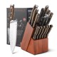 15-piece stainless steel knife block set with ergonomic hardwood handles, sharpener rod, and kitchen shears for.