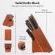 Solid rubber wood knife block with 15-piece stainless steel knife set for organized kitchen storage and easy access.
