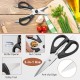 Kitchen scissors with anti-slip edge, stainless steel material, and multifunctional use for cutting and opening.