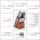 14-piece stainless steel kitchen knife set with rubber wood block, including chef's, bread, and utility knives.