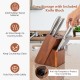 14-piece stainless steel kitchen knife set in a rubber wood block, featuring easy storage and a built-in sharpener.