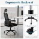 Adjustable swivel task chair with ergonomic backrest, padded armrests, and smooth wheels for comfortable office use.