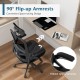 Adjustable swivel task chair with 90° flip-up armrests and padded sponge armrests for ergonomic office use.