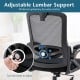 Adjustable lumbar support on a black ergonomic office chair with thickened upholstery for enhanced comfort.