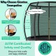 10 feet ASTM approved trampoline with enclosure net, safety pad, and non-slip ladder for outdoor fun and safety.