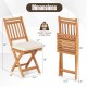 Patio folding chair set of 2 with acacia wood frame, soft cushions, and slatted design for outdoor relaxation.