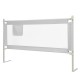 Toddler bedrail in gray featuring a side pocket and round corners, designed for safety and adjustable to various.