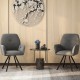 Set of 2 gray swivel accent arm chairs with metal legs, featuring wide backs and thick cushions for comfortable seating.