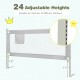 Toddler bedrail in gray with 24 adjustable heights, anti-collision cotton, and side pocket for added convenience.