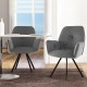 Set of 2 gray swivel accent arm chairs with metal legs, featuring wide backs and thick cushions for comfort.