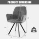 Gray swivel accent arm chair dimensions with metal legs, featuring a wide back and padded cushion for comfort.