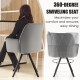 Gray swivel accent arm chair with metal legs, featuring a 360-degree seat and ergonomic design for comfortable dining.