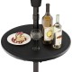 20-inch outdoor adjustable umbrella table with drinks and dessert, made of waterproof PE, perfect for patio use.