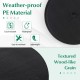 Textured wood-like grain of a 20-inch outdoor umbrella table made of waterproof PE material for patio use.