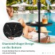 Adjustable 20-inch outdoor umbrella table with honey-comb design, perfect for poolside or patio use.
