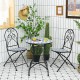 Two folding bistro chairs with blue floral mosaic pattern, perfect for patio or garden use, featuring a sturdy steel.