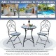2 Pieces Patio Folding Mosaic Bistro Chairs with Blue Floral Pattern - Gallery View 5 of 10