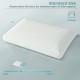 Gel memory foam pillow measuring 16"x24" with medium firm support, designed for cooling comfort during sleep.