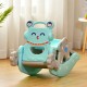 4-in-1 blue rocking horse and slide set for kids, featuring a stable design and safe HDPE material for fun playtime.