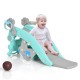 4-in-1 blue rocking horse and slide set for kids, featuring a smooth slide and detachable seat for fun playtime.
