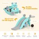 4-in-1 rocking horse and slide set in blue, featuring a smooth slide and stable design for kids' fun and safety.