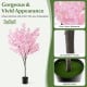 6.5 FT tall artificial cherry blossom tree with 900 pink flowers, featuring realistic moss and sturdy trunk for indoor.