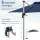 Adjustable tilt handle of the 11 ft navy outdoor patio umbrella for sun protection and 360° rotation.