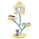 Multi-layer cat tree with removable perches, scratching posts, and interactive balls for playful and cozy cat lounging.