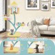 Multi-layer cat tree with removable perches, curved scratching posts, and interactive dangling balls for playful cats.