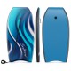 Lightweight body board with EPS core and XPE deck, featuring a blue design and adjustable wrist leash for beach fun.