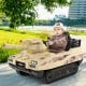 Kids ride-on tank in khaki with rotatable turret, 8 missiles, and dual control for ages 37-95 months, perfect for.