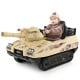 Kids ride-on tank in khaki with rotatable turret, 8 missiles, and parental remote control for ages 37-95 months.