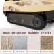 Wear-resistant rubber tracks of the khaki 12V electric kids ride-on tank, suitable for various surfaces like wood and.