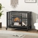 Heavy-duty metal dog cage with lockable doors and wheels, designed for medium and small dogs, ideal for home use.