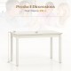 Rectangular 48-inch wooden dining table in cream white with rubber wood legs, ideal for family dining.