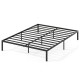 Queen size heavy-duty metal bed frame with support slats and minimalist design, ideal for stable mattress foundation.