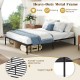 Queen size heavy-duty metal bed frame with powder-coated slats and extra support legs for stability and under-bed.