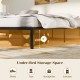 Under-bed storage space in a heavy-duty metal bed frame, perfect for shoes, toys, and storage boxes.