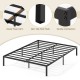 Queen size metal bed frame with heavy-duty support slats, noise-free foam, and non-slip foot pads for stability.