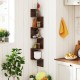 5-tier corner shelf in rustic brown, ideal for organizing potted plants and decor while fitting snugly in tight spaces.