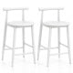 Counter height bar chair set with acacia wood frame in white, featuring a rounded seat and low backrest for comfort.