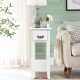 White 2-tier side table featuring a smooth finish, elegant handle, and sturdy rubber wood legs, perfect for compact.