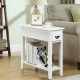White narrow end table with spacious tabletop and stylish handle, perfect as a nightstand or side table in limited.
