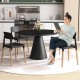 Black ergonomic dining side chairs set of 4 with beech legs, perfect for dining rooms and cafes.