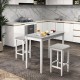 3-piece bar table set with faux marble tabletop and two padded stools, ideal for dining or breakfast in a modern.