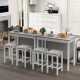 3-piece white bar table set with faux marble top and two padded stools, ideal for dining or breakfast at home.